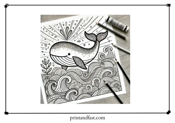 Inspirational whale coloring page 4