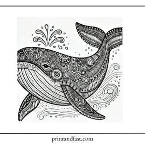 Intricate whale coloring page 1