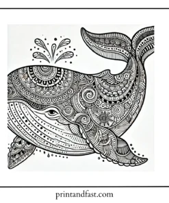 Intricate whale coloring page 2 1