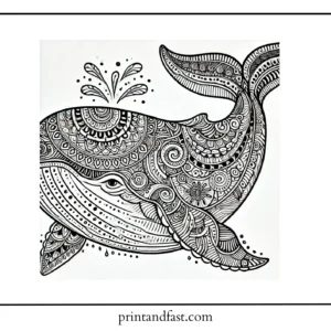 Intricate whale coloring page 2 1