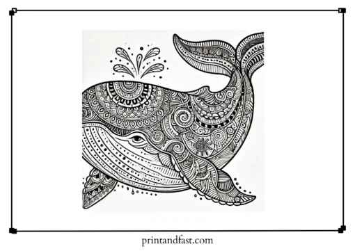 Intricate whale coloring page 2 1