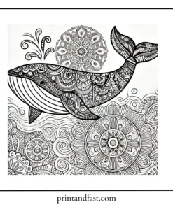 Mandalas whale coloring page 1