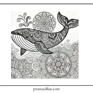 Mandalas whale coloring page 1