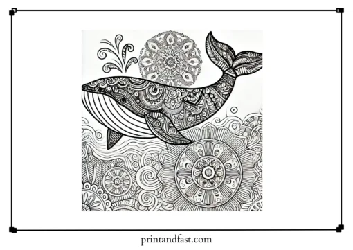 Mandalas whale coloring page 3