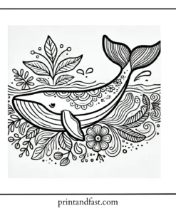 Mindful whale coloring page 1