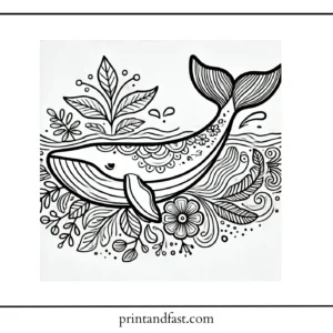 Mindful whale coloring page 1