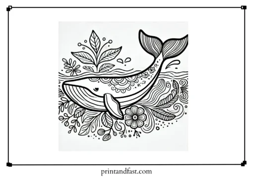 Mindful whale coloring page 1