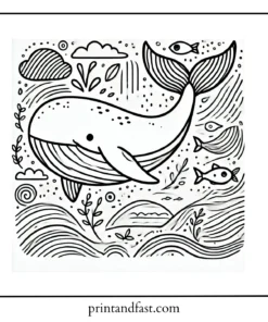Minimalist whale coloring page 1