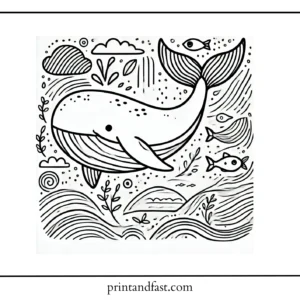 Minimalist whale coloring page 1