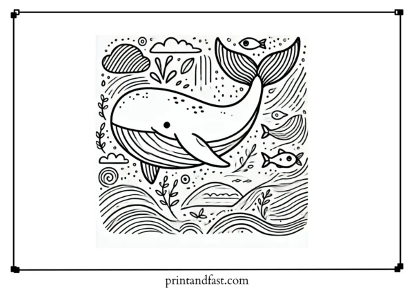 Minimalist whale coloring page 1