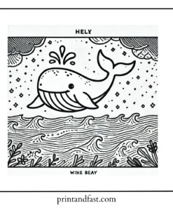 Motivational whale coloring page 1