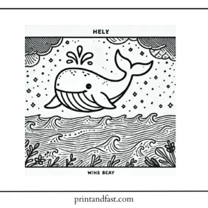 Motivational whale coloring page 1