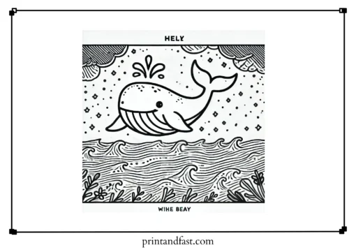 Motivational whale coloring page 1