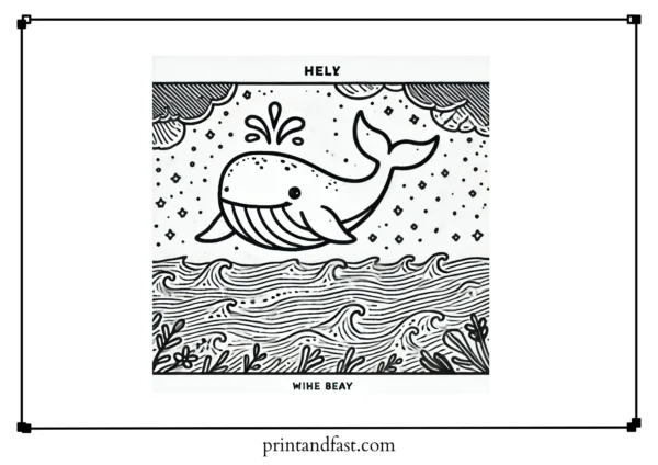 Motivational whale coloring page 2