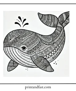 Patterned whale coloring page 1