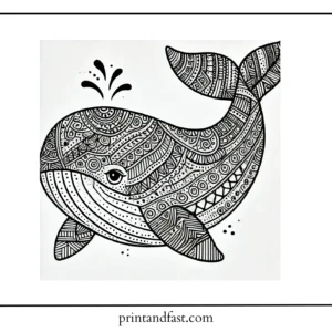 Patterned whale coloring page 1