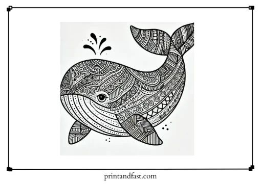 Patterned whale coloring page 1