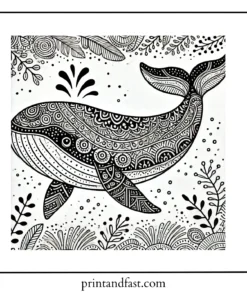 Patterned whale coloring page 2 1