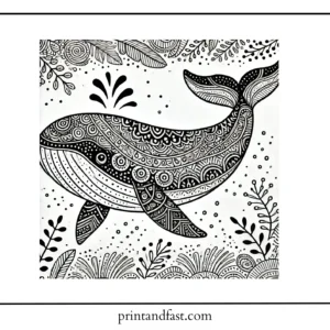 Patterned whale coloring page 2 1