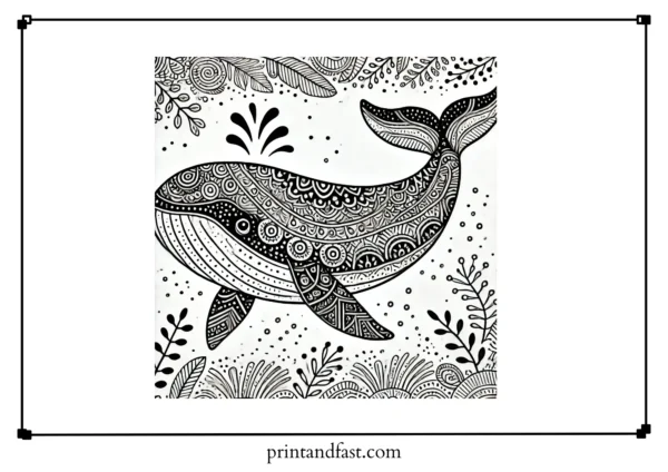 Patterned whale coloring page 2 1