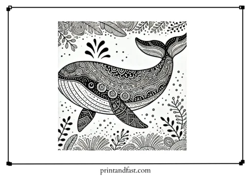 Patterned whale coloring page 2 2