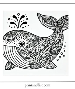 Personalized whale coloring page 1