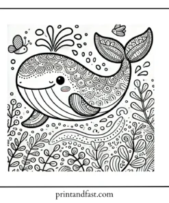 Playful whale coloring page 1