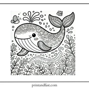 Playful whale coloring page 1