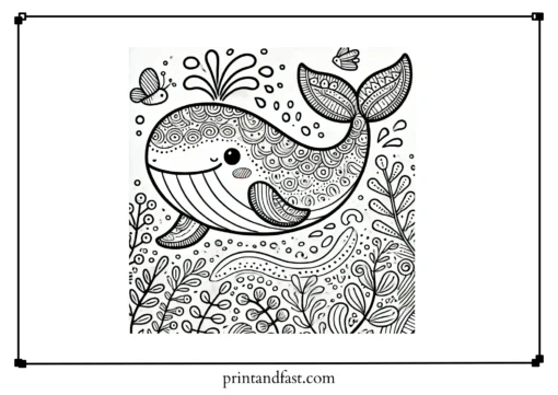 Playful whale coloring page 1