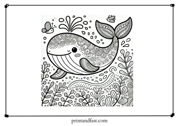 Playful whale coloring page 3