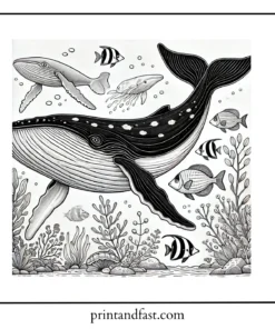 Realistic whale coloring page 4