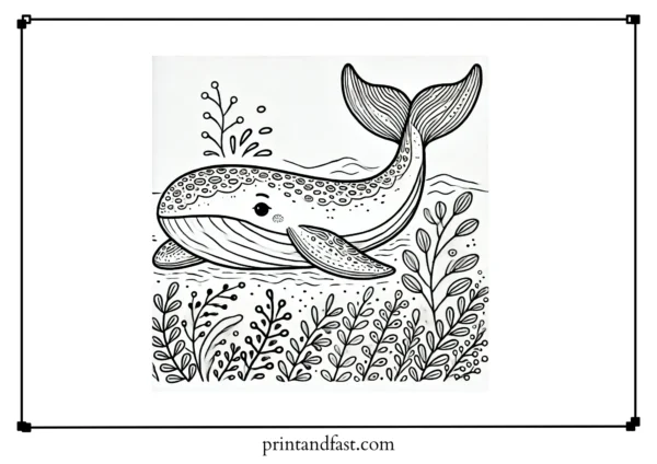 Relaxing whale coloring page 2 1