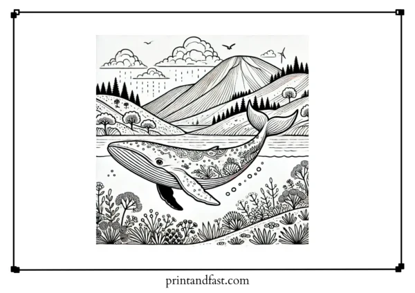 Scenic whale coloring page 2 3