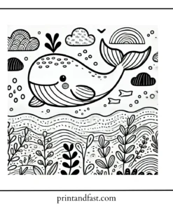 Simple whale coloring page 1