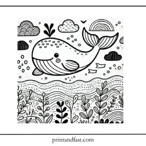 Simple whale coloring page 1