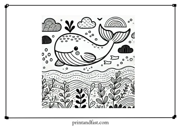 Simple whale coloring page 2