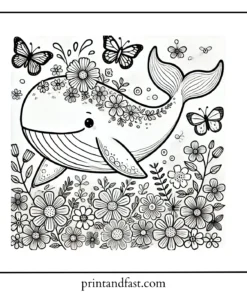 Spring whale coloring page 2 2