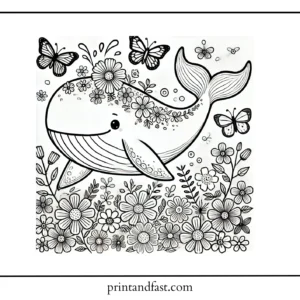 Spring whale coloring page 2 2