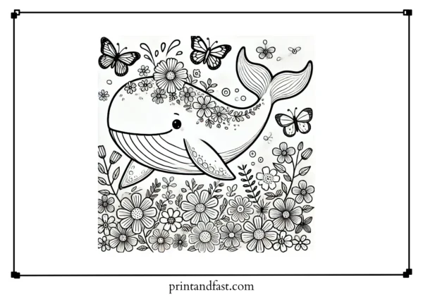 Spring whale coloring page 2 2