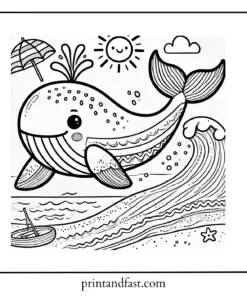 Summer whale coloring page 1