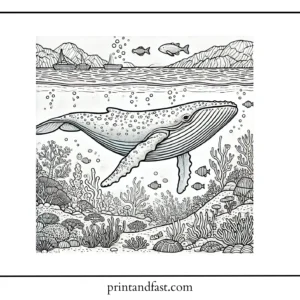 Underwater whale coloring page 1