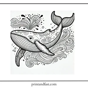 Vibrant whale coloring page 1