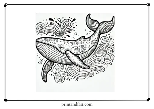 Vibrant whale coloring page 1