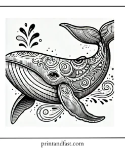 Vintage whale coloring page 2