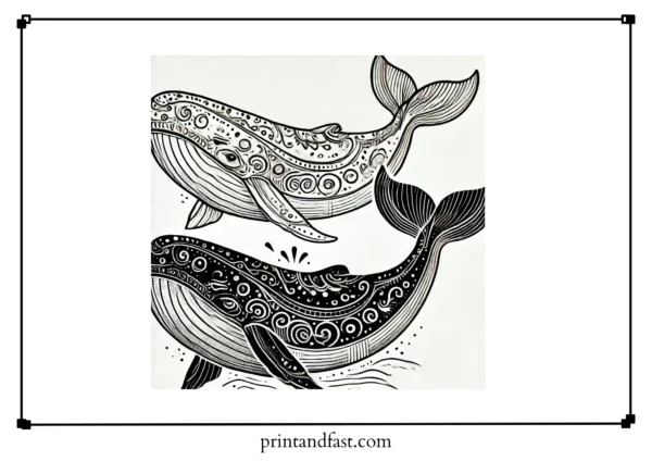 Vintage whale coloring page 2 1