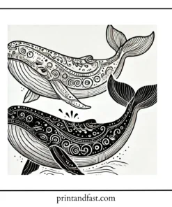Vintage whale coloring page 2 2