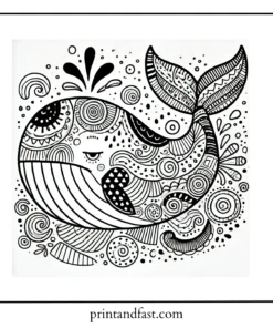 Whimsical whale coloring page 2 1