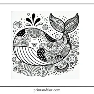 Whimsical whale coloring page 2 1