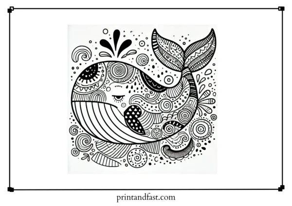 Whimsical whale coloring page 2 2