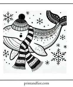 Winter whale coloring page 1